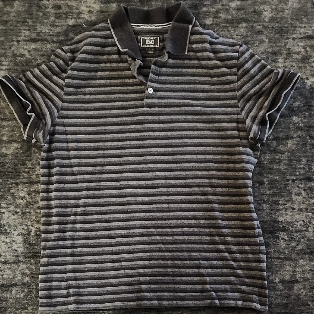 F&F Black and Gray Polo Shirt with Classic Stripes
